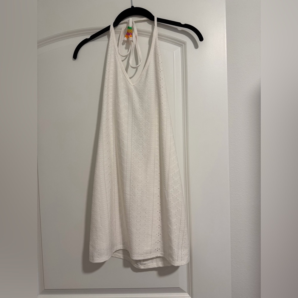 White Halter Neck Dress